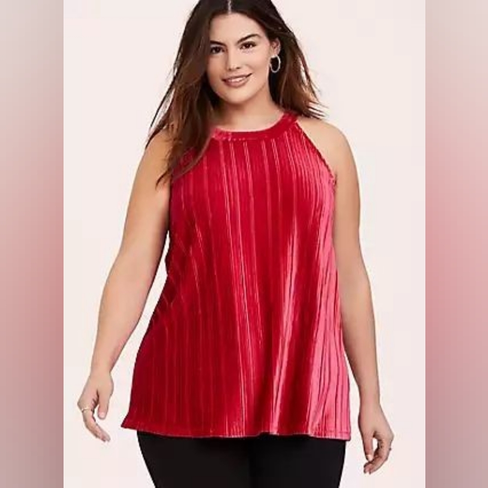 Torrid Red Velvet Pleated Goddess Tank Size 2X NWOT